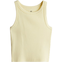 H&M Ribbed Cotton Tank Top - Light Yellow (1277134005)