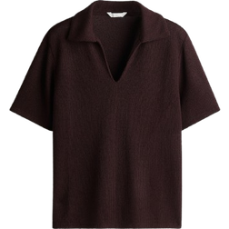 H&M Collared Knitted Top - Dark Brown