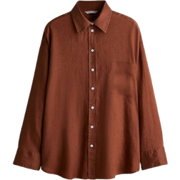 H&M Oversized Linen Shirt - Brown
