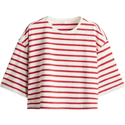 H&M Boxy T-shirt - White/Red Striped