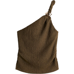H&M One Shoulder Top - Dark Khaki Green