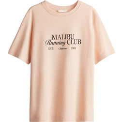 H&M Printed T-shirt - Peach Pink/Malibu Running Club