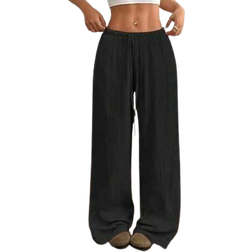 Shein Women's Casual Straight Cut Cotton Long Pants with Ultra Low Waist