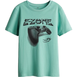 H&M Baumwoll-T-Shirt Mit Print - Grün