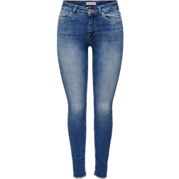 Only Blush Mid Rise Skinny Fit Jeans - Blue/Medium Blue Denim