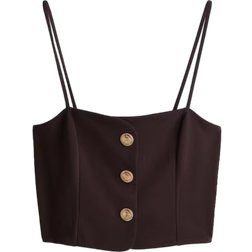 H&M Cropped Strappy Top - Dark Brown