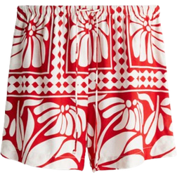 H&M Drawstring Shorts - Bright Red/Patterned
