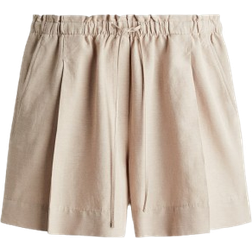 H&M Linen Blend Drawstring Shorts - Light Beige