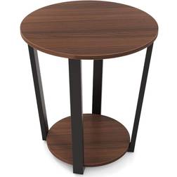 Cwy Round with Open Shelf Walnut Sengebord 50x50cm