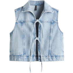 H&M Tie-Front Denim Waistcoat - Light Denim Blue
