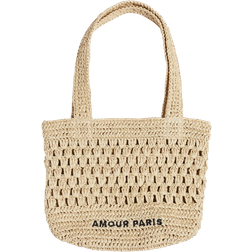 H&M Straw Tote Bag - Beige/Amour Paris