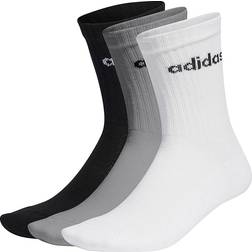 adidas Linear Crew Cushioned Socks Pairs 3-pack - Black/White/Grey