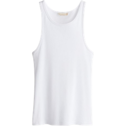 H&M Ribbed Silk Blend Vest Top - White