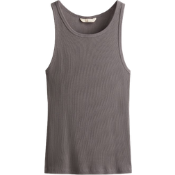 H&M Ribbed Silk Blend Vest Top - Dark Grey