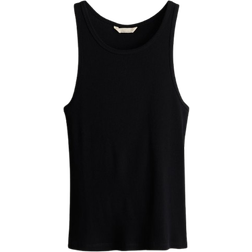 H&M Ribbed Silk Blend Vest Top - Black