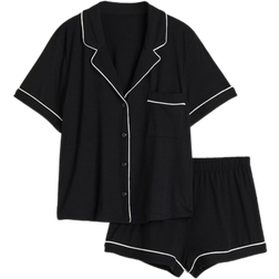 H&M Pajama Shirt And Shorts - Black