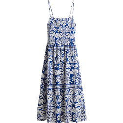 H&M Smocked Dress with Narrow Straps - Blue/White