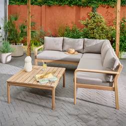 GoodHome Riveo Natural 5 Seater Modular Corner Garden Furniture Outdoor Lounge Set