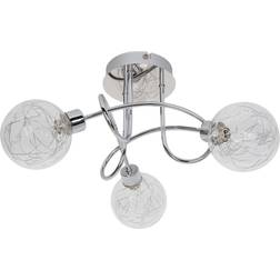 GoodHome Astraea Plate Glass & Metal Chrome 3 Lamp LED Ceiling Flush Light