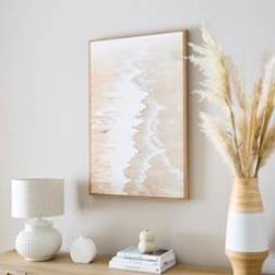 Dunelm Morning Waves Hand Painted Canvas - Natural Framed Art