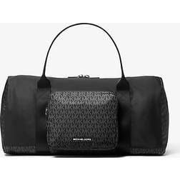 Michael Kors MK Tanner Nylon Printed Signature Logo Weekender Bag - Black