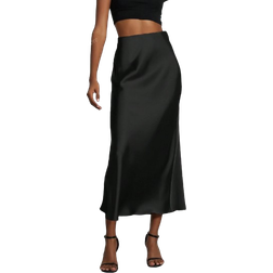 Shein Women's Elastic Satin Silk Texture Midi Skirt