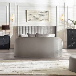 Ebern Designs Side Lift Ottoman TV 135 cm Light Grey 140 x 200 cm Frame Bed