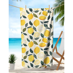 Shein 1pc Modern Lemon Pattern Beach Guest Towel Multicolour (70x35cm)