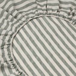 Piglet in Bed Pembroke Stripe Linen Blend Fitted Bed Sheet Green