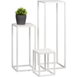 Bremermann Set Med 3 Blompallar Metallblomstativ Blompelare Vitt