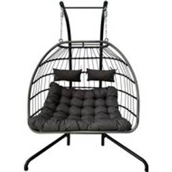 OHS Double Hanging Egg Chair Seat Swing Hammock One Size - Grey