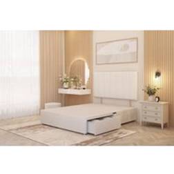 Somnior Austin Divan Base with 2 Storage Drawers and Headboard Velvet Double Frame Bed