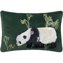 Paoletti Chuan Tranquil Panda Velvet 40cm x 60cm - Scatter Cushion Green