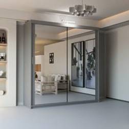 Sliding Wardrobes 4u Double Mirror With LED Light 120 cm x 217 cm x D62 cm Wardrobe
