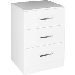 SECONIQUE Dakota White 3 Drawer Bedside Table