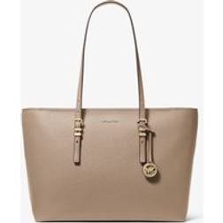 Michael Kors MK Quinn Large Pebbled Leather Tote Bag - Natural