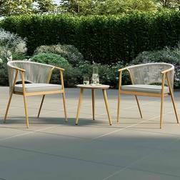 Charles Bentley Almada Seater Rope Weave Bistro Set - Grey Bistro Set, 1 Table incl. 2 Chairs