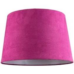 Happy Homewares Sleek Velvet Fabric 12 Inch Drum Lamp with Cotton Inner - Pink Shade