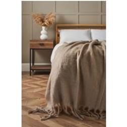 BHS Mohair Tassel Throw - Taupe - Small Blankets Beige