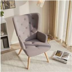 Living and Home Upholstered Tufted Grey One Size Lounge Chair