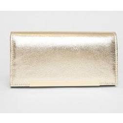 Quiz Gold Metallic Clutch Bag - Gold
