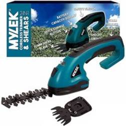 Mylek Handheld Cordless Hedge Trimmer and Grass Shears with 2 Blades and Guards