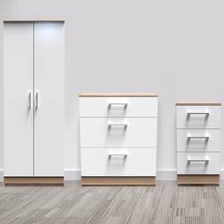 Swift Crowndale Devon 3 Piece White Matt and Oak Bedroom Furniture Set Bedside Table