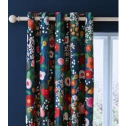 Dunelm Midnight Garden Blackout Eyelet Curtains - Navy