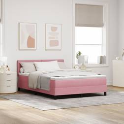 vidaXL Boxspring Seng med Madras and LED Pink 160x200 cm Veli Kontinentalseng