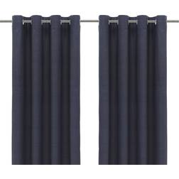 GoodHome Glend Navy Plain Woven Blackout Thermal Eyelet Curtain 228 cm Pair