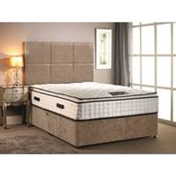 Somnior Chenille Orthopaedic Pillow Top Divan Bed Set with Headboard - Light Brown - King
