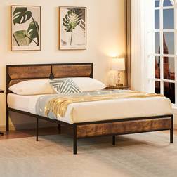 Williston Forge with Wood Headboard and Footboard 140 x 200 cm - Rustic Brown Frame Bed