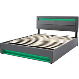 Metro Lane Upholstered With Storage Usb Port And Led 160 x 200 cm Grey Frame Bed