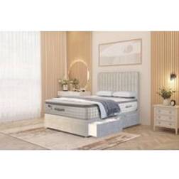 Somnior Eleanor 2 Drawer Divan Pillowtop Mattress and Floor Standing Headboard - Silver - King Continental Bed